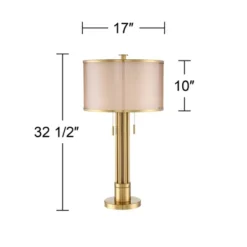 Possini Euro Design Granview Modern Table Lamp 32 1/2" Tall Brass Column Taupe Organza Outer Off White Linen Inner Drum Shade For Bedroom Living Room 14 Possini Euro Design Granview Modern Table Lamp 32 1/2" Tall Brass Column Taupe Organza Outer Off White Linen Inner Drum Shade For Bedroom Living Room -Cheap Home Shop GUEST 04c72a7f 13a7 48df a539 a4e1a28cd6d9
