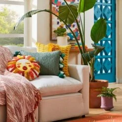 Cheap Home Shop 41 Fringed And Embroidered Sun Round Throw Pillow Gold - Opalhouse™ Designed With Jungalow™