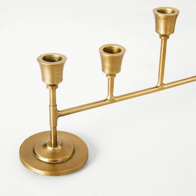 Antiqued Metal Taper Candelabra Brass Finish - Hearth & Hand™ With Magnolia 2 Antiqued Metal Taper Candelabra Brass Finish - Hearth & Hand™ With Magnolia - Image 2