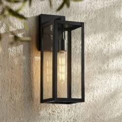 John Timberland Titan Modern Outdoor Wall Light Fixtures Set Of 2 Mystic Black Rectangular Frame 17" Clear Glass For Post Exterior Barn -Cheap Home Shop GUEST 0c674eee 32f6 4379 92bc 367c45f09e00