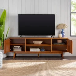 Solid Wood Mid-Century Modern TV Stand For TVs Up To 80" - Saracina Home -Cheap Home Shop GUEST 13d172c2 7522 436c b47e 043357d4492b