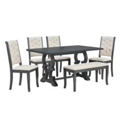 6 PCS Retro Dining Set With Unique-designed Table And Upholstered Chair-ModernLuxe 16 6 PCS Retro Dining Set With Unique-designed Table And Upholstered Chair-ModernLuxe -Cheap Home Shop GUEST 144b2e82 beff 4f59 aab3 7cc9f823a4d3