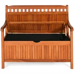 Costway 42'' Storage Bench Deck Box Solid Wood Seating Container Tools Toys W/Backrest -Cheap Home Shop GUEST 166e6e3d fc9e 4cc0 b96e 26a0613eeb9b