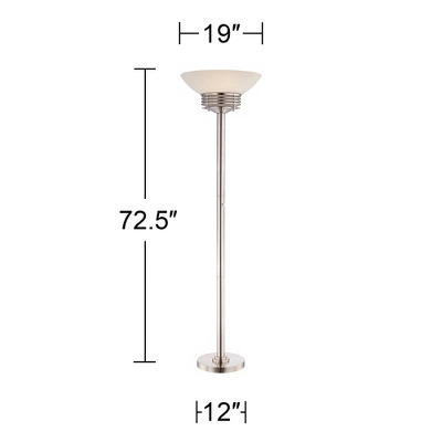 Possini Euro Design Light Blaster Art Deco Torchiere Floor Lamp 72 1/2" Tall Brushed Nickel LED Frosted Glass Bowl Shade For Living Room Bedroom House 5 Possini Euro Design Light Blaster Art Deco Torchiere Floor Lamp 72 1/2" Tall Brushed Nickel LED Frosted Glass Bowl Shade For Living Room Bedroom House - Image 5