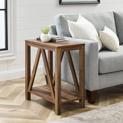 Taylen A Frame Farmhouse Open Storage Side Table - Saracina Home 1 Taylen A Frame Farmhouse Open Storage Side Table - Saracina Home