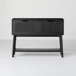 Wood & Cane Console Table With Pull-Down Drawers - Hearth & Hand™ With Magnolia -Cheap Home Shop GUEST 20528750 0c48 4495 9988 dee7756ece00