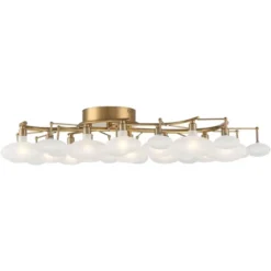 Possini Euro Design Lilypad Modern Ceiling Light Semi Flush Mount Fixture 30 1/4" Wide Warm Brass 12-Light Frosted Glass Shade For Bedroom Living Room -Cheap Home Shop GUEST 33788483 ffe4 4301 86eb dd4cbc3b2b2c