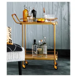 Metal, Wood, And Leather Bar Cart - Gold - Threshold™ 8 Metal, Wood, And Leather Bar Cart - Gold - Threshold™ -Cheap Home Shop GUEST 3940ea51 5dbd 496d adf0 a33ee04f6d3f