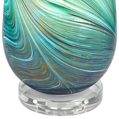 360 Lighting Carmen Modern Coastal Accent Table Lamps 12 1/2" High Set Of 2 Green Art Glass Shade For Bedroom Bedside Nightstand Office 3 360 Lighting Carmen Modern Coastal Accent Table Lamps 12 1/2" High Set Of 2 Green Art Glass Shade For Bedroom Bedside Nightstand Office - Image 3