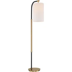 Possini Euro Design Sausalito Mid Century Modern Downbridge Floor Lamp 67" Tall Warm Gold Black Metal Linen Cylinder Shade For Living Room Reading -Cheap Home Shop GUEST 3bf9f407 266b 44e5 967a ea8d12b8c2cd
