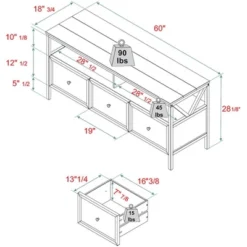 Farmhouse 3 Drawer Wood TV Stand For TVs Up To 65" - Saracina Home -Cheap Home Shop GUEST 40d5f612 f4e7 48b3 8586 affcd4996633