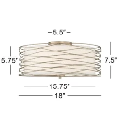 Possini Euro Design Modern Ceiling Light Flush Mount Fixture Antique Silver Leaf 18" Wide Wavy Spun White Drum For Bedroom Kitchen -Cheap Home Shop GUEST 4112a4ed 7d59 4dbe 993c c95c22d4de5b