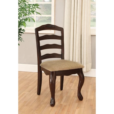 Set Of 2 Danburn Floral Accented Ladder Back Side Chair Dark Walnut - HOMES: Inside + Out 1 Set Of 2 Danburn Floral Accented Ladder Back Side Chair Dark Walnut - HOMES: Inside + Out