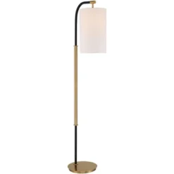 Possini Euro Design Sausalito Mid Century Modern Downbridge Floor Lamp 67" Tall Warm Gold Black Metal Linen Cylinder Shade For Living Room Reading -Cheap Home Shop GUEST 445aba6b dd36 4b8e 8106 e7d50d67ca60
