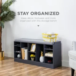 Best Choice Products 46in Shoe Storage Organization Rack Bench For Entryway, Bedroom W/ Padded Seat, 10 Cubbies - Gray -Cheap Home Shop GUEST 484e3711 30cd 4de4 9bfb 7876d4619ade