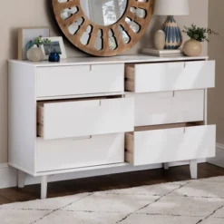 Mid-Century Modern Groove Wood 6 Drawer Dresser - Saracina Home -Cheap Home Shop GUEST 5f343547 8bdb 4ab5 8100 4810a89a5608