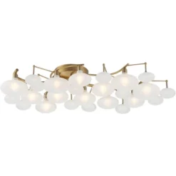 Possini Euro Design Lilypad Modern Ceiling Light Semi Flush Mount Fixture 30 1/4" Wide Warm Brass 12-Light Frosted Glass Shade For Bedroom Living Room -Cheap Home Shop GUEST 6290ad1c 7303 4beb b78c 9260da63b240