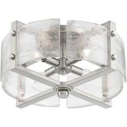 Possini Euro Design Prane Modern Industrial Ceiling Light Semi Flush Mount Fixture 17" Wide Brushed Nickel 4-Light Warped Glass For Bedroom Kitchen -Cheap Home Shop GUEST 67a99e33 3ded 4f1c 8926 ed44f24e2ae9