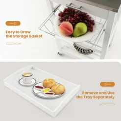 Costway Compact Kitchen Island Cart Rolling Service Trolley With Stainless Steel Top Basket -Cheap Home Shop GUEST 6d12b3d7 0480 4e1e bf51 084fc2612c3c