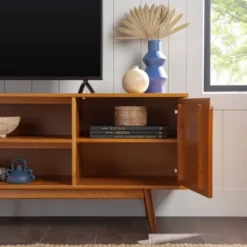 Solid Wood Mid-Century Modern TV Stand For TVs Up To 80" - Saracina Home -Cheap Home Shop GUEST 718deacd a6aa 48d3 a2de dc60399694ef