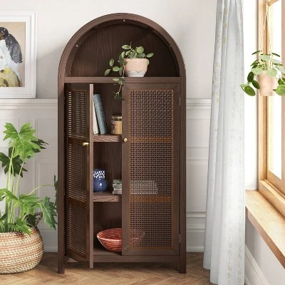 Woven Arched Wood Cabinet - Threshold™ 1 Woven Arched Wood Cabinet - Threshold™