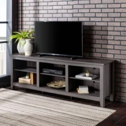 Transitional 6 Cubby Wood Open Storage Wood TV Stand For TVs Up To 80"- Saracina Home -Cheap Home Shop GUEST 79e53a3c 9e15 40b4 ae14 2a20944d3dac