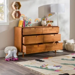 Mid-Century Modern Groove Wood 6 Drawer Dresser - Saracina Home -Cheap Home Shop GUEST 7faaf4e0 3bb4 4268 99ad 0f6342d872ce