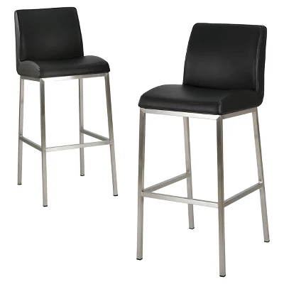 30" Vasos Bonded Leather Barstool Set 2ct - Christopher Knight Home 4 30" Vasos Bonded Leather Barstool Set 2ct - Christopher Knight Home - Image 4