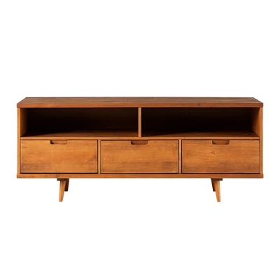 Cara Mid-Century Modern 3 Drawer TV Stand For TVs Up To 65" - Saracina Home 2 Cara Mid-Century Modern 3 Drawer TV Stand For TVs Up To 65" - Saracina Home - Image 2