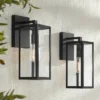 John Timberland Titan Modern Outdoor Wall Light Fixtures Set Of 2 Mystic Black 14 1/4" Clear Glass For Post Exterior Barn Deck House Porch Yard Patio
