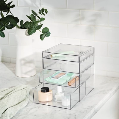 4 Drawer Stackable Countertop Organizer Clear - Brightroom™ 1 4 Drawer Stackable Countertop Organizer Clear - Brightroom™