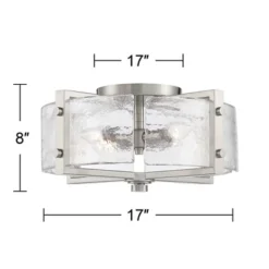 Possini Euro Design Prane Modern Industrial Ceiling Light Semi Flush Mount Fixture 17" Wide Brushed Nickel 4-Light Warped Glass For Bedroom Kitchen -Cheap Home Shop GUEST 968afca0 1c02 432c 9354 62d2a6a517c1
