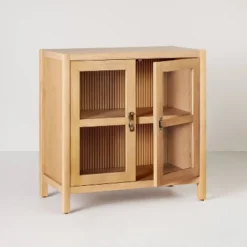 Grooved Wood With Glass 2-Door Cabinet - Natural - Hearth & Hand™ With Magnolia -Cheap Home Shop GUEST 9aa7705a c66f 495b 80dd 55470dae1fa8