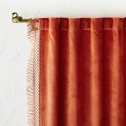 1pc Light Filtering Velvet Macrame Trim Window Curtain Panel Burnt Orange - Opalhouse™ Designed With Jungalow™ -Cheap Home Shop GUEST 9bfd56a0 ad5c 4df0 98b1 851ec6623ce3
