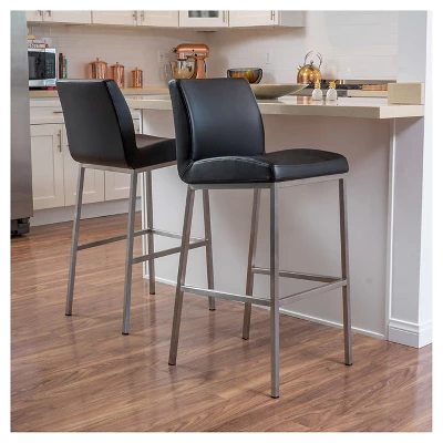30" Vasos Bonded Leather Barstool Set 2ct - Christopher Knight Home 1 30" Vasos Bonded Leather Barstool Set 2ct - Christopher Knight Home