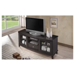 Walda Wood Cabinet With 2 Sliding Doors And 1 Drawer TV Stand For TVs Up To 60" Dark Brown/Gray - Baxton Studio -Cheap Home Shop GUEST 9f09957a a777 49ef 99ba 842d275e8cda