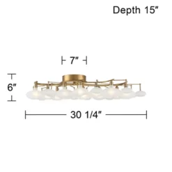 Possini Euro Design Lilypad Modern Ceiling Light Semi Flush Mount Fixture 30 1/4" Wide Warm Brass 12-Light Frosted Glass Shade For Bedroom Living Room -Cheap Home Shop GUEST a233a009 bd72 44f5 9f48 3c2effe14b0b