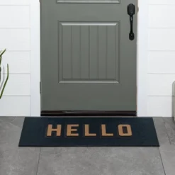 1'7.5"x3'11" 'Hello' Doormat Black/Tan - Threshold™ -Cheap Home Shop GUEST a27f9ca5 14a7 4fc2 8728 28e6d1b52f17
