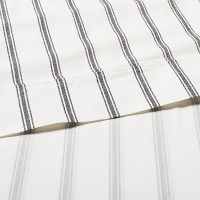 Cotton Percale Tick Stripe Sheet Set - Hearth & Hand™ With Magnolia 1 Cotton Percale Tick Stripe Sheet Set - Hearth & Hand™ With Magnolia