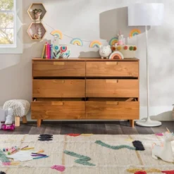 Mid-Century Modern Groove Wood 6 Drawer Dresser - Saracina Home -Cheap Home Shop GUEST b23f9ced 0f20 4832 b513 915786661b90