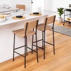 Wood & Steel Bar Stool - Natural/Black - Hearth & Hand™ With Magnolia