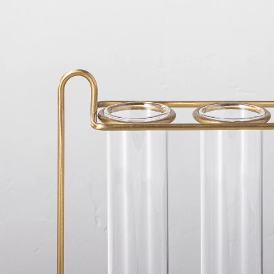 5pc Steel & Glass Plant Propagation Vase Set Gold/Clear - Hearth & Hand™ With Magnolia 2 5pc Steel & Glass Plant Propagation Vase Set Gold/Clear - Hearth & Hand™ With Magnolia - Image 2