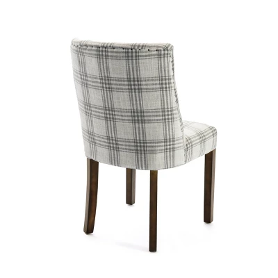2pk Harman Contemporary Upholstered Plaid Dining Chairs Gray/Light Beige/Brown - Christopher Knight Home 3 2pk Harman Contemporary Upholstered Plaid Dining Chairs Gray/Light Beige/Brown - Christopher Knight Home - Image 3
