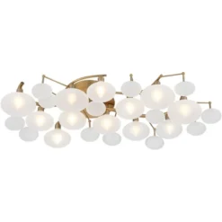 Possini Euro Design Lilypad Modern Ceiling Light Semi Flush Mount Fixture 30 1/4" Wide Warm Brass 12-Light Frosted Glass Shade For Bedroom Living Room -Cheap Home Shop GUEST c8b436d6 0799 4b71 b0e8 1b80aaa00f64