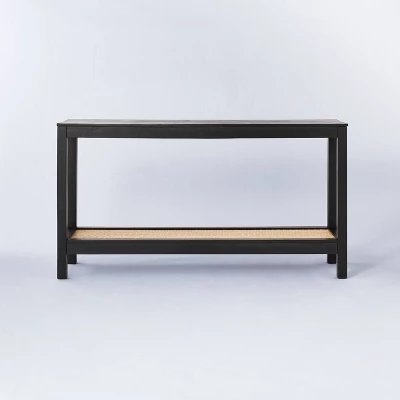 Console Table With Woven Rattan Shelf Black - Threshold™ Designed With Studio McGee 2 Console Table With Woven Rattan Shelf Black - Threshold™ Designed With Studio McGee - Image 2