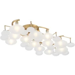 Possini Euro Design Lilypad Modern Ceiling Light Semi Flush Mount Fixture 30 1/4" Wide Warm Brass 12-Light Frosted Glass Shade For Bedroom Living Room -Cheap Home Shop GUEST dec42141 80e6 4416 977e 08a265036989