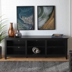 Transitional 6 Cubby Wood Open Storage Wood TV Stand For TVs Up To 80"- Saracina Home -Cheap Home Shop GUEST e1ec3d43 1637 41d5 b7e8 b83712cd51fe