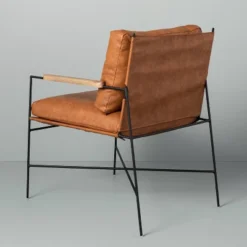 Faux Leather & Metal Accent Chair - Black/Brown - Hearth & Hand™ With Magnolia -Cheap Home Shop GUEST e5692544 8e55 4447 8f20 aa4310407010