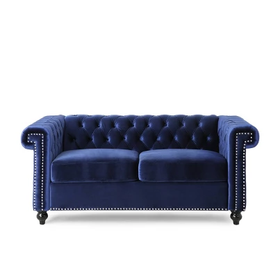 Brinkhaven Modern Glam Tufted Velvet Loveseat With Nailhead Trim - Christopher Knight Home 10 Brinkhaven Modern Glam Tufted Velvet Loveseat With Nailhead Trim - Christopher Knight Home - Image 10