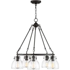 Possini Euro Design Bellis Bronze Wagon Wheel Pendant Chandelier 25" Wide Modern Clear Glass 5-Light Fixture For Dining Room House Kitchen Island Home -Cheap Home Shop GUEST e7bbb215 b714 48ed 95f2 82d1e0902641